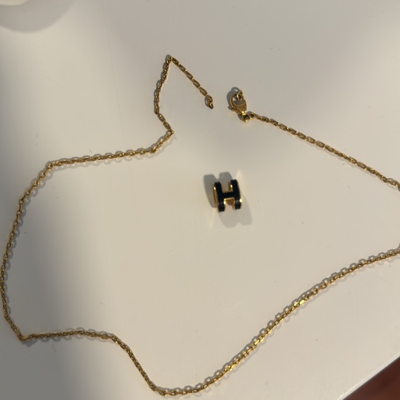 HERMES mini H pop necklace - black & gold - Picture 4 of 4